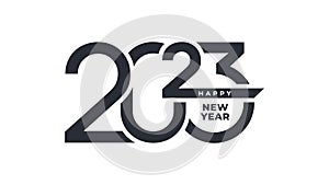 Happy New Year typography logo 2023.