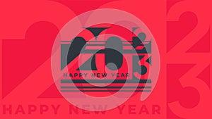 Happy New Year typography logo 2023.