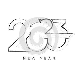 Happy New Year typography logo 2023.