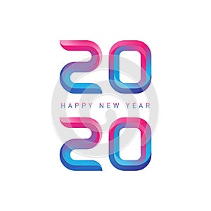 Happy New Year - vector greeting card with gradients. New Year design template with inscription 2020 on white background. 20 20