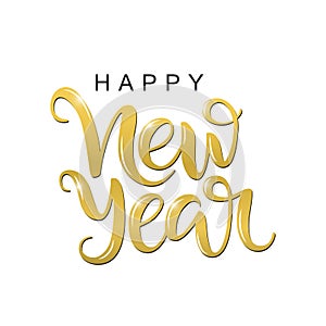 Happy New Year vector lettering. Handwritten design element for card, poster, banner. Isolated New nYear typography print.