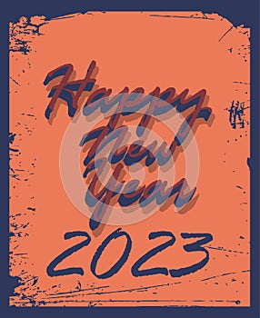 Happy New Year red Vintage Grunge Card, removable grunge, vector card photo