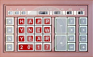 Happy new year 2017 written replaced on an old keypad