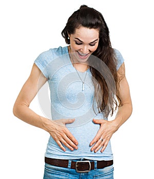 Happy newly pregnant woman photo