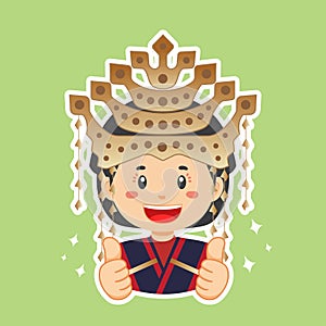 Happy North Sumatra Indonesian Character Sticker