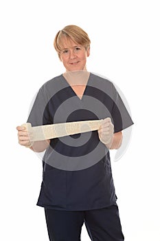 Happy nurse with bandage