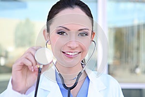 Happy Nurse with Stethoscope