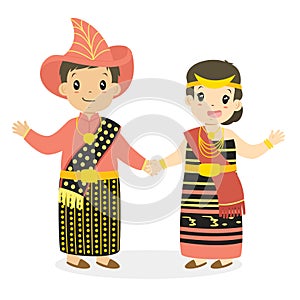 Happy Nusa Tenggara Timur Children. Indonesian Children Cartoon Vector photo