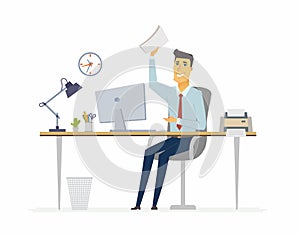 Happy office worker - modern cartoon people characters illustration