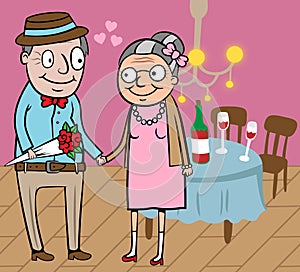 Happy old couple celebrate Valentine