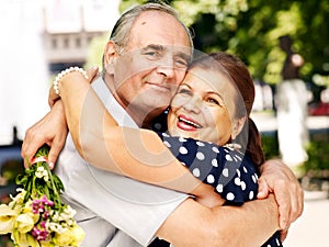 Happy old couple outdoor.