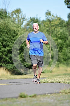 Happy Old Male Senior Jogging