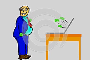 Happy old Man, Get Earn from Computer