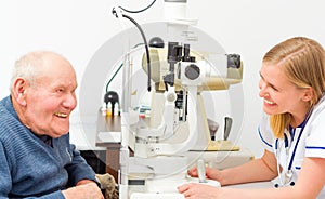 Happy Old Patient at the Ophthalmology