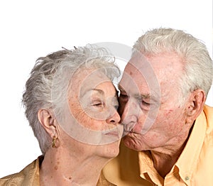 Happy older couple kissing