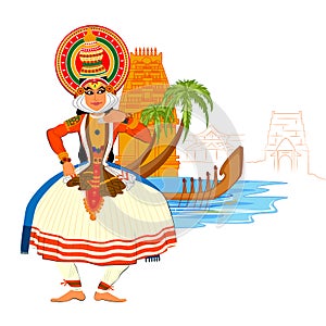 Happy Onam background in Indian art style