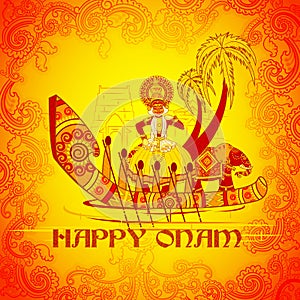 Happy Onam background in Indian art style