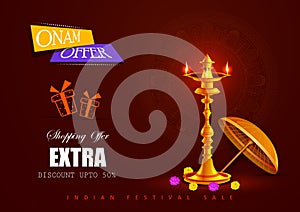 Happy Onam Big Shopping Sale Advertisement background for Festival of South India Kerala