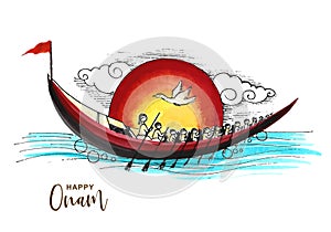 Happy onam celebration card holiday background