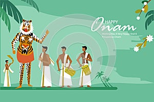 Happy Onam festival greetings to mark the annual Hindu festival of Kerala, India