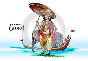 Happy onam festival of south india on card holiday background