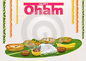 Happy Onam. Food for hindu festival in Kerala photo