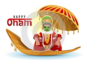 Happy Onam greeting card. Hindu festival of Kerala in India.
