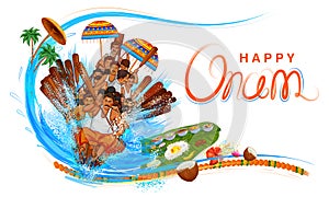 Happy Onam holiday festival background of Kerala South India