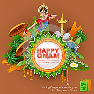 Happy Onam holiday festival background of Kerala South India