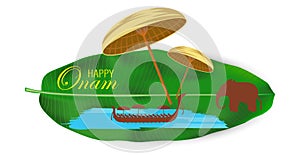 Happy Onam a very famous south indian festival of India. Kathakali face vector design a classical dance
