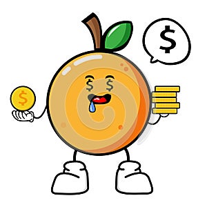 happy orange cute fruit character mascot vector design