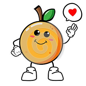 happy orange cute fruit character mascot vector design