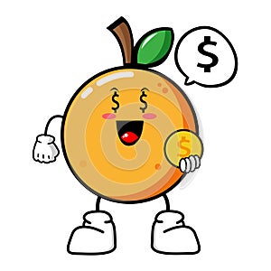 happy orange cute fruit character mascot vector design