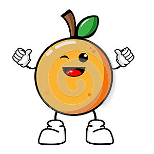 happy orange cute fruit character mascot vector design