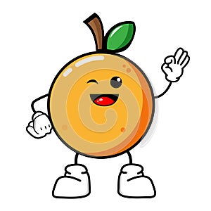 happy orange cute fruit character mascot vector design photo