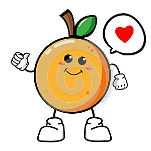 happy orange cute fruit character mascot vector design photo