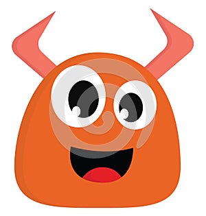 An orange monster with big eyes,  or color illustration