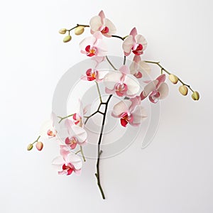 Happy Orchid: Realistic Pink And White Orchids On White Background
