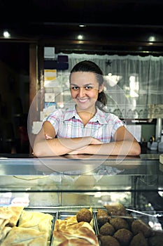 Happy owner of snack-bar