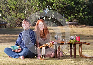 Happy Pagan Couple Outdoors