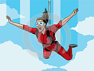 Happy parachuting girl photo