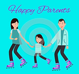 Happy Parents Family Poster Vector Illustration