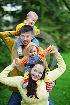 Happy parents with twins