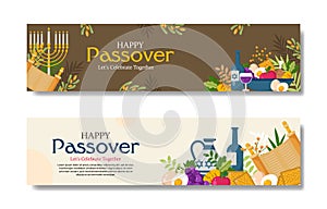 happy passover horizontal banner collection, for background and poster template