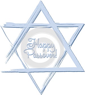 Happy Passover jewish lettering and Star of David