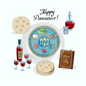 Passover Jewish Holiday Pesach seder symbols