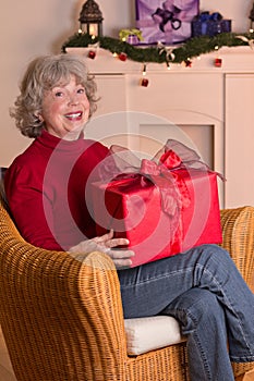 Happy pensioner Christmas gift red