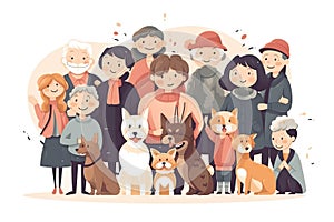 Happy people have pets, cats and dogs