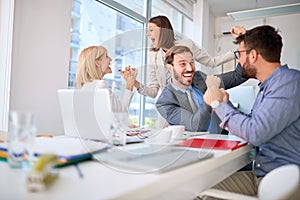 People successfully completed business meeting photo