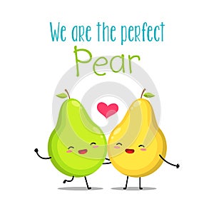 The happy perfect pear. Vector Illustration